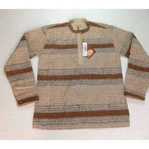 Veda Men's Casual Shirt Multicolor Light Weight Long Sleeve Mandarin Neck Size L